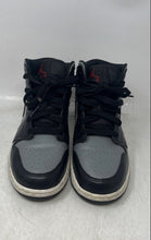 Load image into Gallery viewer, Nike Kids Air Jordan 1 Mid Black Gray Leather Lace-Up Sneaker Shoes Size 6Y