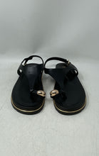Load image into Gallery viewer, Jones New York Womens Neetasha Black Gold-Tone T-Strap Sandals Size 10