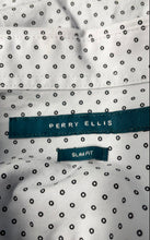 Load image into Gallery viewer, Perry Ellis Mens Gray Polka Dot Slim Fit Spread Collar Button-Up Shirt Size S