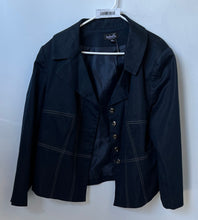 Load image into Gallery viewer, Isabella Womens Blue Long Sleeve Notch Lapel Button Front Jacket Size 18W