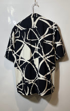Load image into Gallery viewer, Zara Mens Black White Short Sleeve Collared Regular Fit Button-Up Shirt Size L