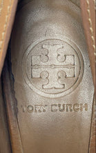 Load image into Gallery viewer, Authentic Tory Burch Womens Brown Leather Wedge Pump Heels Size 6 M Damaged