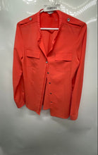 Load image into Gallery viewer, Calvin Klein Womens Orange Long Sleeve Snap Front Blouse Top Size Small