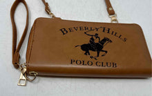 Load image into Gallery viewer, Beverly Hills Polo Club Womens Brown Faux Leather Wristlet Wallet Crossbody Bag