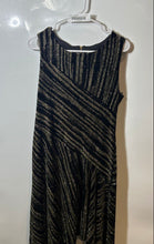 Load image into Gallery viewer, Calvin Klein Womens Black Gold Striped Back-Zip Evening A-Line Dress Size 10