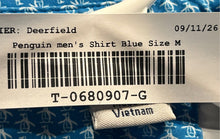 Load image into Gallery viewer, Penguin Mens Blue All Over Logo Print Short Sleeve Collared Polo Shirt Size M