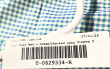 Load image into Gallery viewer, Hugo Boss Mens Green Check Cotton Sharp Fit Dress Shirt Size 17.5 36/37