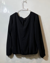 Load image into Gallery viewer, Tommy Hilfiger Womens Black Crinkled Long Sleeve Round Neck Blouse Top Size XL