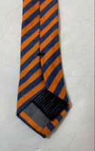 Load image into Gallery viewer, Hugo Boss Mens Orange Blue Striped Adjustable Keeper Loop Pointed Necktie