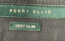 Load image into Gallery viewer, Perry Ellis Mens Blue Flat Front Slash Pockets Very Slim Dress Pants Size 30x30