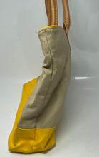Load image into Gallery viewer, Authentic Tory Burch Womens Yellow Beige Pierson Dipped Jaden Tote Bag Damaged