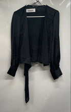 Load image into Gallery viewer, Zara Womens Black Long Sleeve Regular Fit Cropped Blouse Top Size L