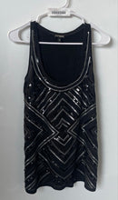 Load image into Gallery viewer, Express Womens Black Sleeveless Round Neck Sequined Pullover Blouse Top Size M