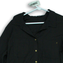Load image into Gallery viewer, Calvin Klein Womens Black Roll tab Sleeve Button Up Shirt Blouse Size L