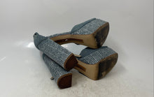 Load image into Gallery viewer, Sam Edelman Womens Blue Peep Toe Ankle Strap Block Platform Sandals Size 8