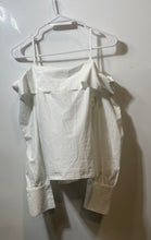 Load image into Gallery viewer, Zara Womens White Cotton Spaghetti Strap Cold Shoulder Sleeve Blouse Top Size S