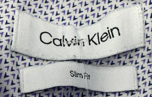 Load image into Gallery viewer, Calvin Klein Mens White Blue Geometric Slim Fit Dress Shirt Size M 15 32/33