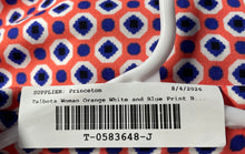 Load image into Gallery viewer, Talbots Womens Orange White Blue Geometric Print 3/4 Sleeve Polo Shirt Size SP