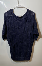 Load image into Gallery viewer, Express Womens Blue Semi Sheer Shimmer Dolman Sleeve Pullover Sweater Size Small