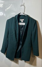 Load image into Gallery viewer, H&M Womens Green Long Sleeve Pockets Notch Collar Open Front Blazer Size 0