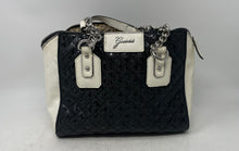 Load image into Gallery viewer, Guess Womens Black And White Monogram Quilted Detachable Strap Satchel Handbag