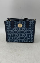 Load image into Gallery viewer, Tommy Hilfiger Womens Dark Blue Monogram Shoulder Strap Mini Tote Handbag