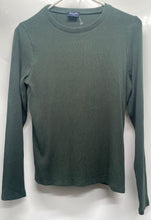 Load image into Gallery viewer, Splendid Womens Green Ribbed Long Sleeve Crew-Neck Pullover Blouse Top Size S