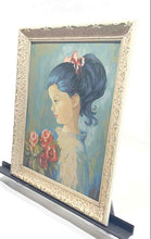 Load image into Gallery viewer, Paint The Numbers Style Painting From The 70s Depicting A Girl With Flowers
