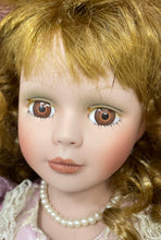 Load image into Gallery viewer, Vintage Collection Curly Blonde Hair And Brown Eyes Victorian Porcelain Doll