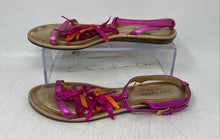 Load image into Gallery viewer, Kate Spade Womens Gold And Purple Leather Fringe Ankle Strap Sandals Size 6.5M