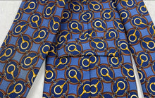 Load image into Gallery viewer, Burberrys Mens Blue Printed Silk Adjustable Keeper Loop Designer Tie