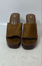 Load image into Gallery viewer, Zara Womens Brown Suede Wooden Open Toe Slip-On Platform Sandals Size EU 39