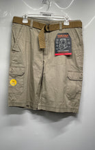 Load image into Gallery viewer, Wearfirst Mens Khaki CHINCHILLA Belted Waist Pockets Cargo Shorts Sz 34 With Tag