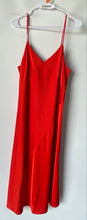 Load image into Gallery viewer, H&M Womens Orange Mama Satin Spaghetti Strap V-Neck Midi Slip Dress Size M
