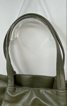 Load image into Gallery viewer, Neiman Marcus Womens Green Leather Double Handle Slouchy Shoulder Tote Bag