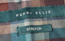 Load image into Gallery viewer, Perry Ellis Mens Multicolor Plaid Stretch Long Sleeve Collared Button-Up Shirt L