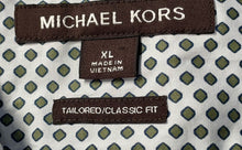 Load image into Gallery viewer, Michael Kors Mens White Geometric Tailored Classic Fit Button-Up Shirt Size XL