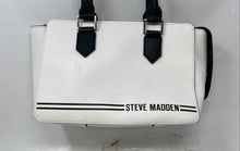 Load image into Gallery viewer, Steve Madden Womens White Black Leather Detachable Crossbody Strap Satchel Bag
