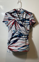 Load image into Gallery viewer, DKNY Womens Multicolor Printed Short Sleeve Surplice Neck Blouse Top Size S