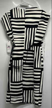 Load image into Gallery viewer, Calvin Klein Womens Black White Striped Belted Sheath Dress Size 6 With Tag
