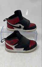 Load image into Gallery viewer, Nike Kids Sky Jordan 1 Black Red Leather Sneakers Shoes Size 9C