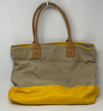 Load image into Gallery viewer, Authentic Tory Burch Womens Yellow Beige Pierson Dipped Jaden Tote Bag Damaged