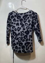 Load image into Gallery viewer, Michael Kors Womens Gray Black Leopard Print 3/4 Sleeve Ruched Blouse Top Size S