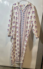 Load image into Gallery viewer, Magaschoni Womens White Red & Blue Floral Long Sleeve Shirt Dress Size Medium