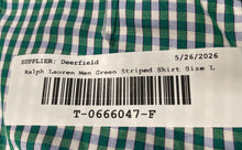Load image into Gallery viewer, Ralph Lauren Mens Green Striped Cotton Classic Fit Button-Up Shirt Size L
