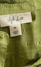 Load image into Gallery viewer, Style & Co Womens Green Textured Long Sleeve Quarter Button Shift Dress Size XS