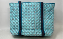 Load image into Gallery viewer, Vera Bradley Womens Blue Double Handle Inner Outer Pockets Shoulder Tote Handbag