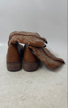Load image into Gallery viewer, Genuine Leather Kids Brown Square Toe Pull-On Cowboy Western Boots Size EUR 38