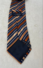 Load image into Gallery viewer, La Corona Roma Mens Orange Blue White Striped Silk Adjustable Long Designer Tie
