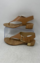 Load image into Gallery viewer, Michael Kors Womens SG17D Brown Leather Block Heel Thong Sandals Size 6M